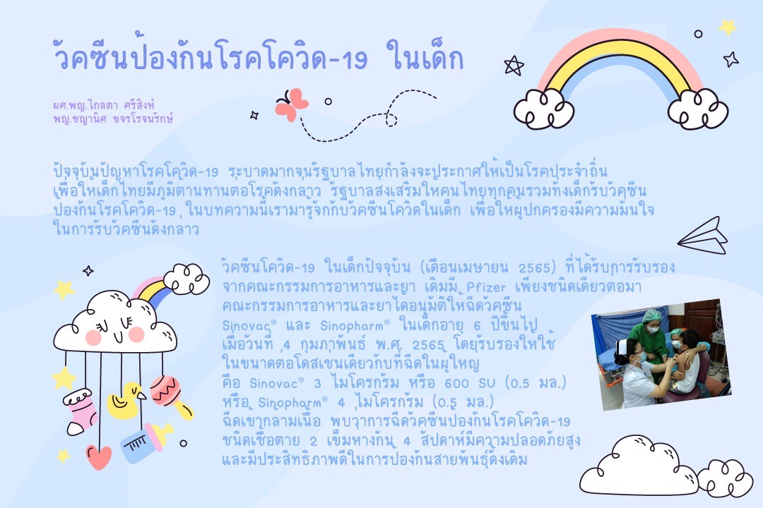 วัคซีนป้องกันโรคโควิด 19 ในเด็ก โดย ผศ.พญ.ไกลตา และ พญ.ชญานิศ