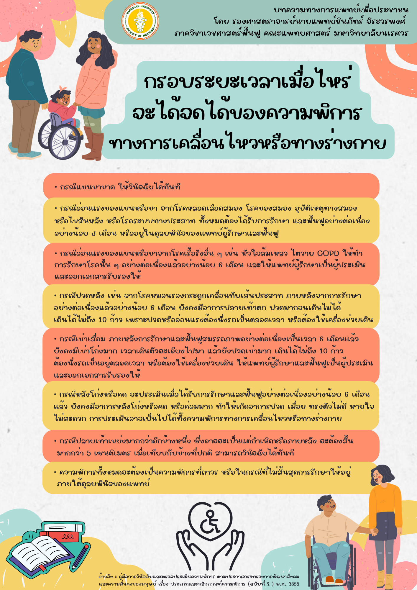 กรอบระยะเวลาเมื่อไหร่ จะได้จดได้ของความพิการ ทางการเคลื่อนไหวหรือทางร่างกาย