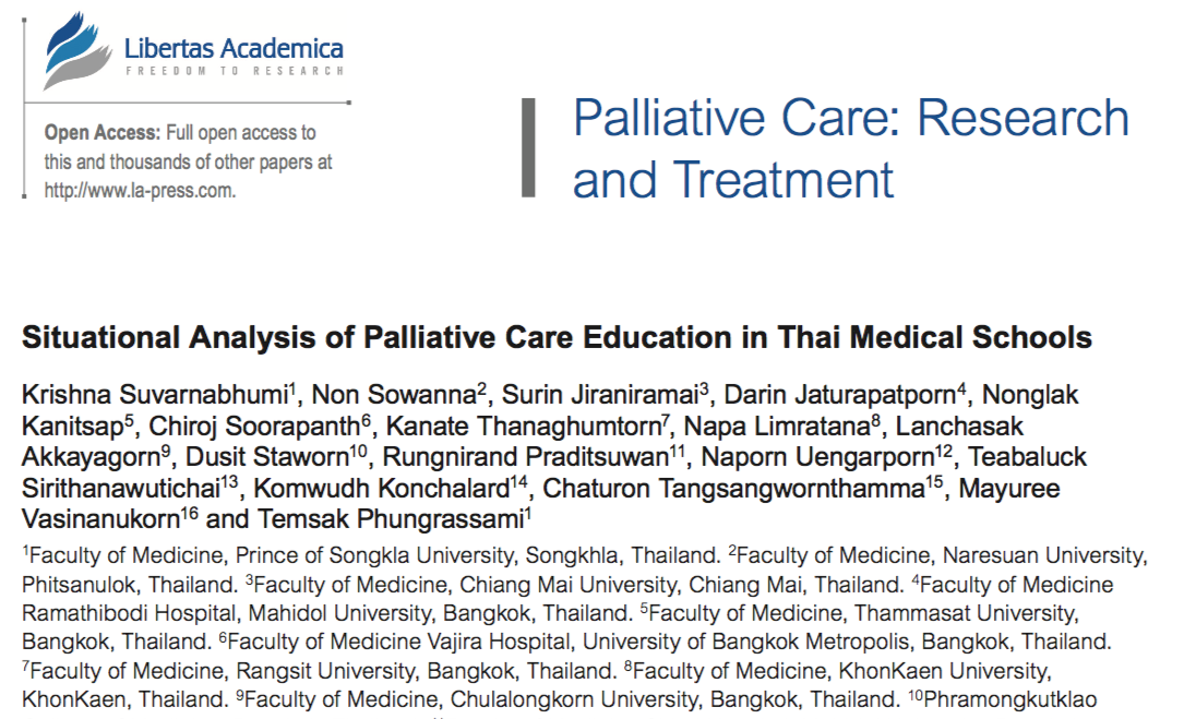 Situational analysis of palliative care education in thai medical schools.