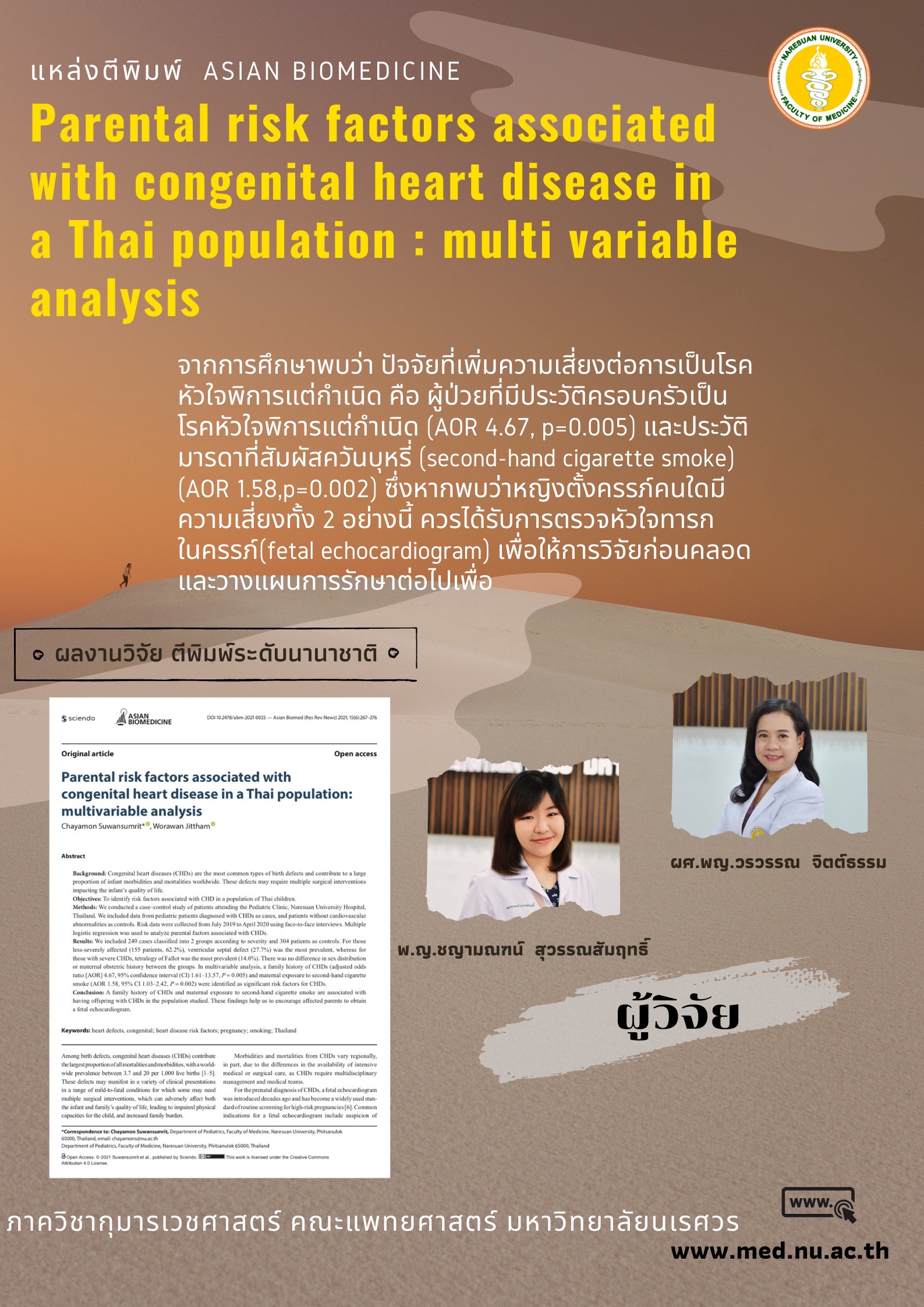 Parental risk factors associated with congenital heart disease in a Thai population: multivariable analysis