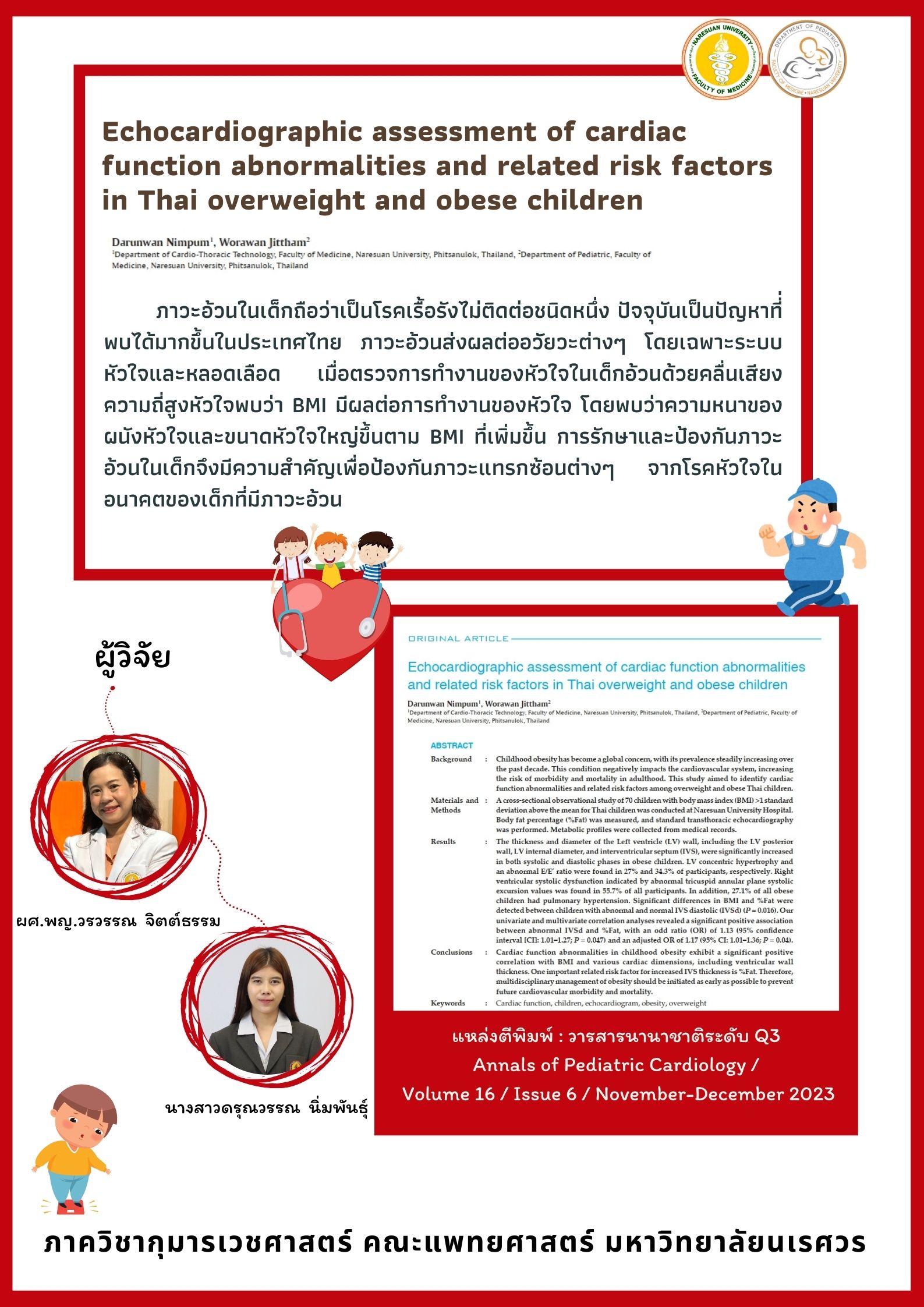 Echocardiographic assessment of cardiac function abnormalities and related risk factors in Thai overweight and obese children