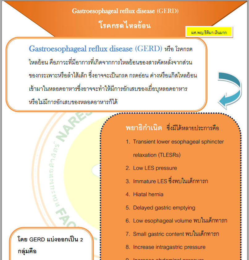 Gastroesophageal reflux disease (GERD) โรคกรดไหลย้อน
